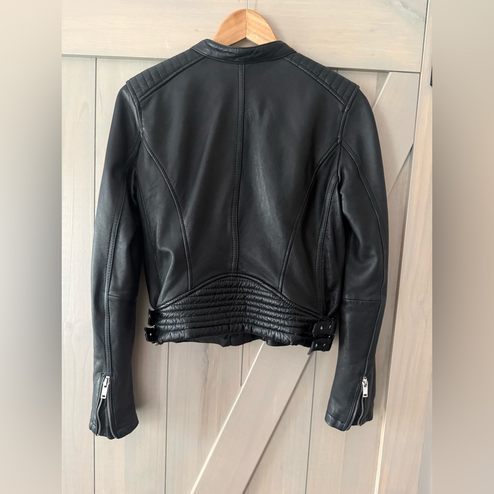ZARA Women’s Black  Genuine Leather Moto Jacket, great condition, very soft - Picture 5 of 12